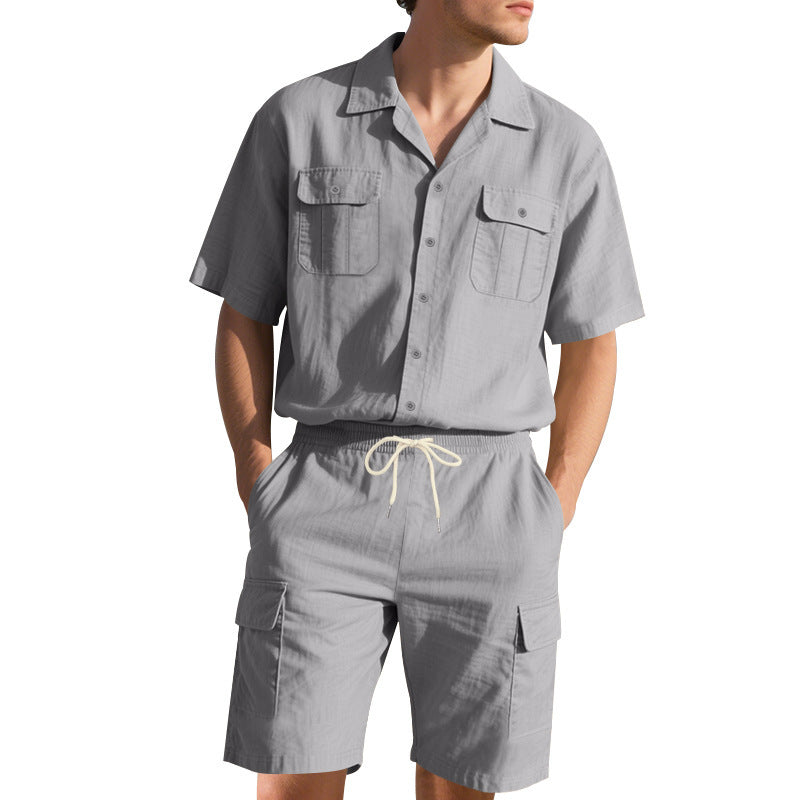 Erlic - Set Casual a Tinta Unita con Maglia a Maniche Corte e Pantaloncini