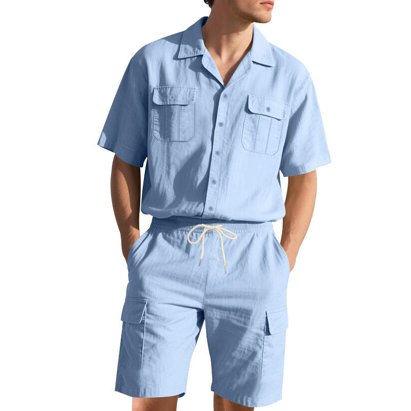 Erlic - Set Casual a Tinta Unita con Maglia a Maniche Corte e Pantaloncini
