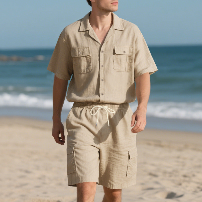Erlic - Set Casual a Tinta Unita con Maglia a Maniche Corte e Pantaloncini