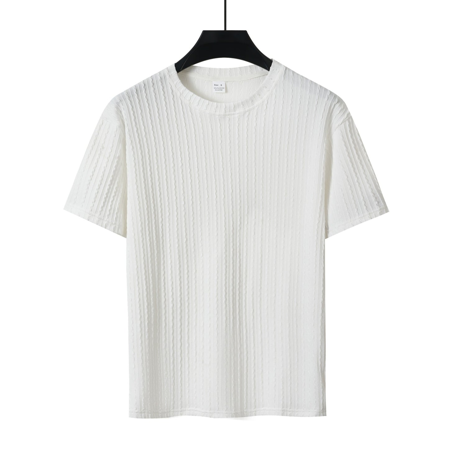 Aethelstan - Set da Uomo a Due Pezzi β T-shirt Sportiva a Maniche Corte con Girocollo, Tinta Unita e Motivo Verticale