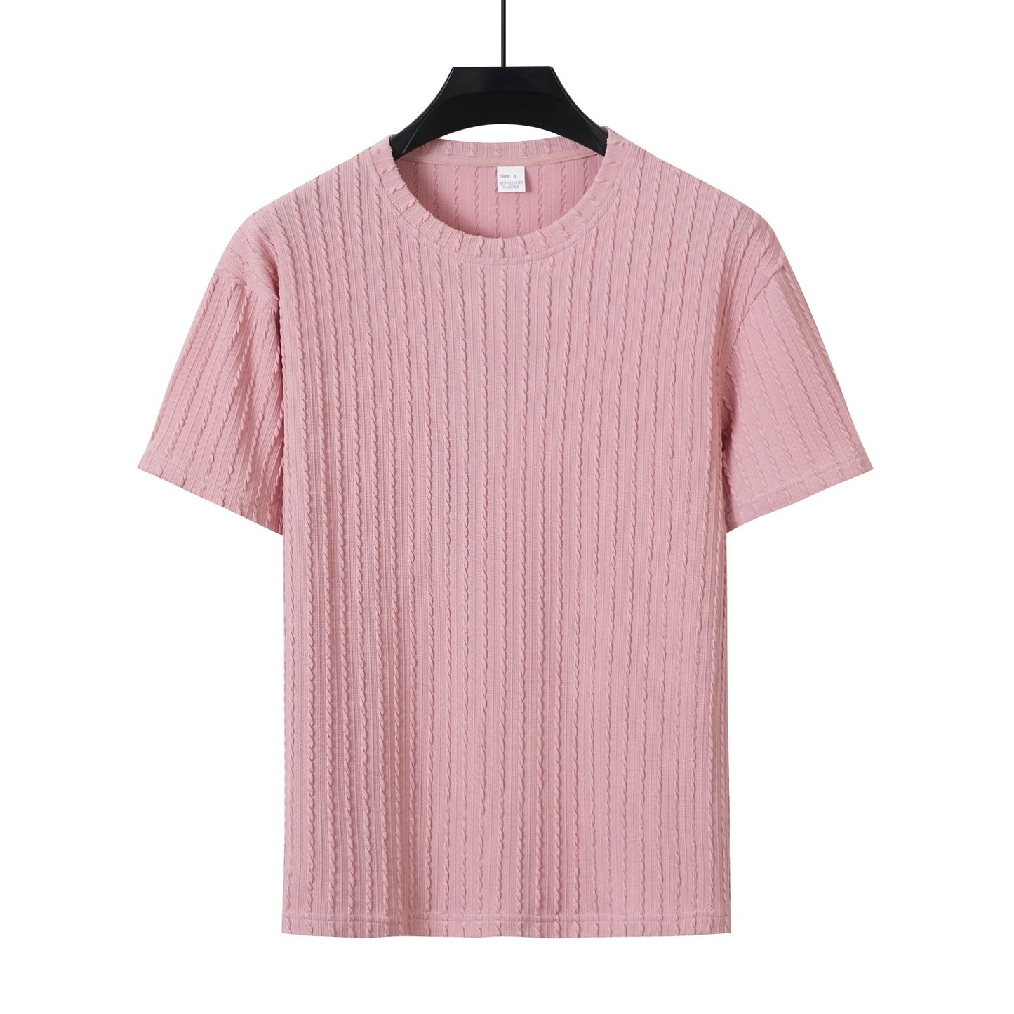 Aethelstan - Set da Uomo a Due Pezzi – T-shirt Sportiva a Maniche Corte con Girocollo, Tinta Unita e Motivo Verticale