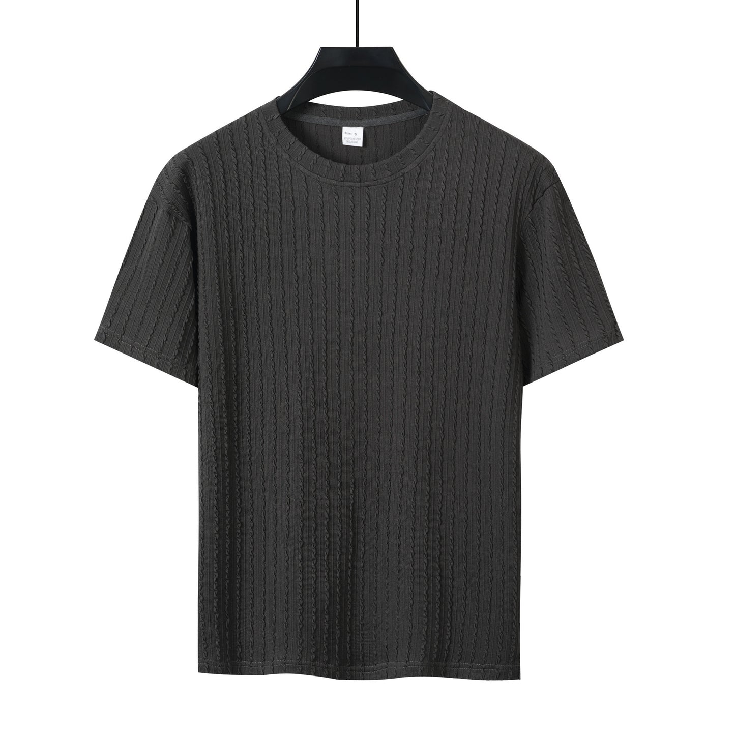 Aethelstan - Set da Uomo a Due Pezzi – T-shirt Sportiva a Maniche Corte con Girocollo, Tinta Unita e Motivo Verticale