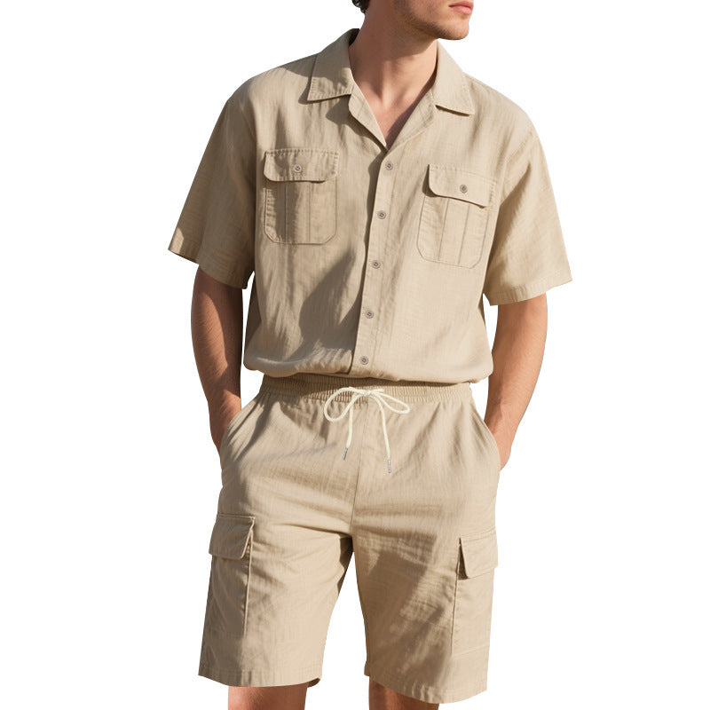 Erlic - Set Casual a Tinta Unita con Maglia a Maniche Corte e Pantaloncini