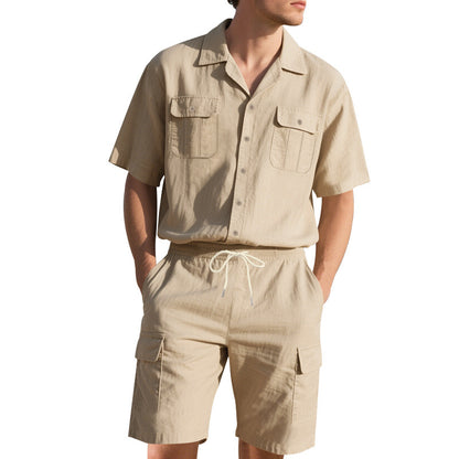 Erlic - Set Casual a Tinta Unita con Maglia a Maniche Corte e Pantaloncini