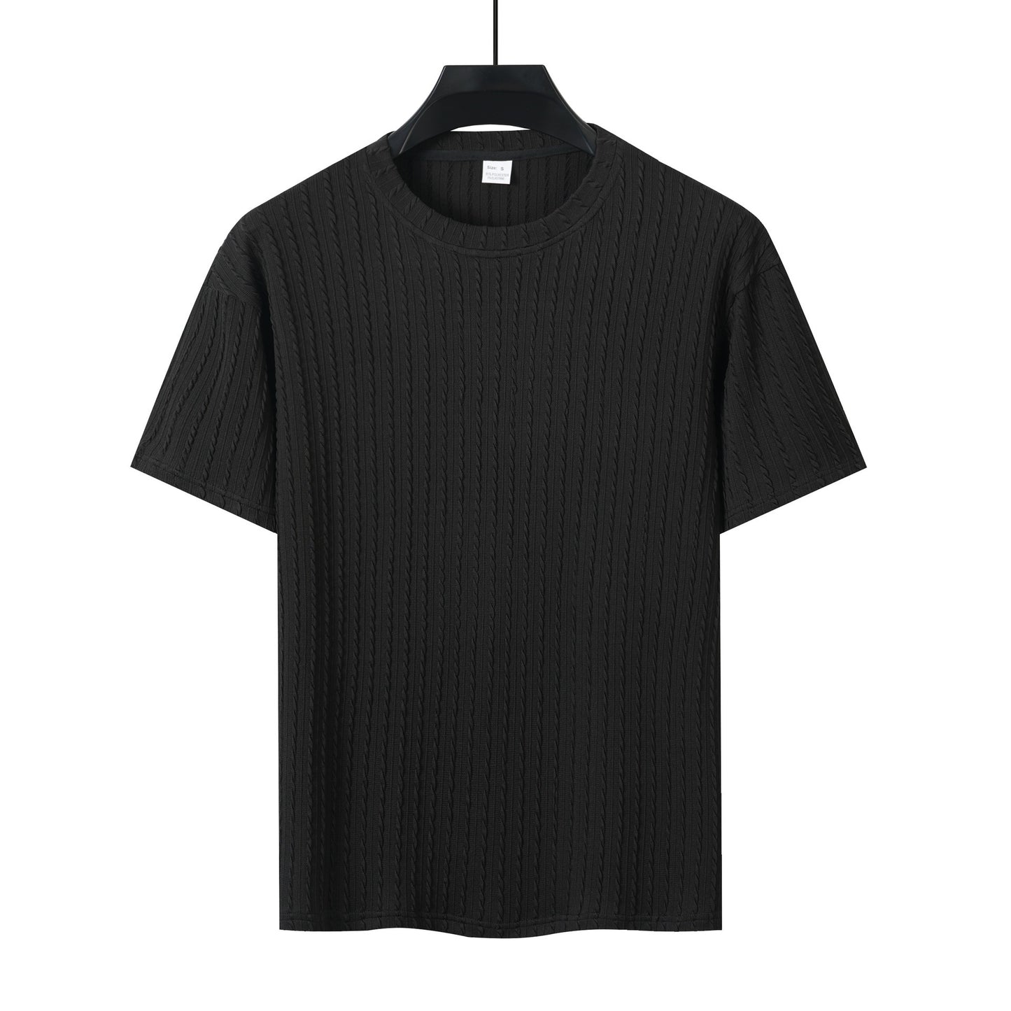 Aethelstan - Set da Uomo a Due Pezzi – T-shirt Sportiva a Maniche Corte con Girocollo, Tinta Unita e Motivo Verticale