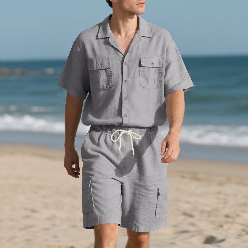Erlic - Set Casual a Tinta Unita con Maglia a Maniche Corte e Pantaloncini