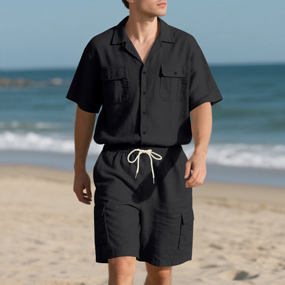 Erlic - Set Casual a Tinta Unita con Maglia a Maniche Corte e Pantaloncini