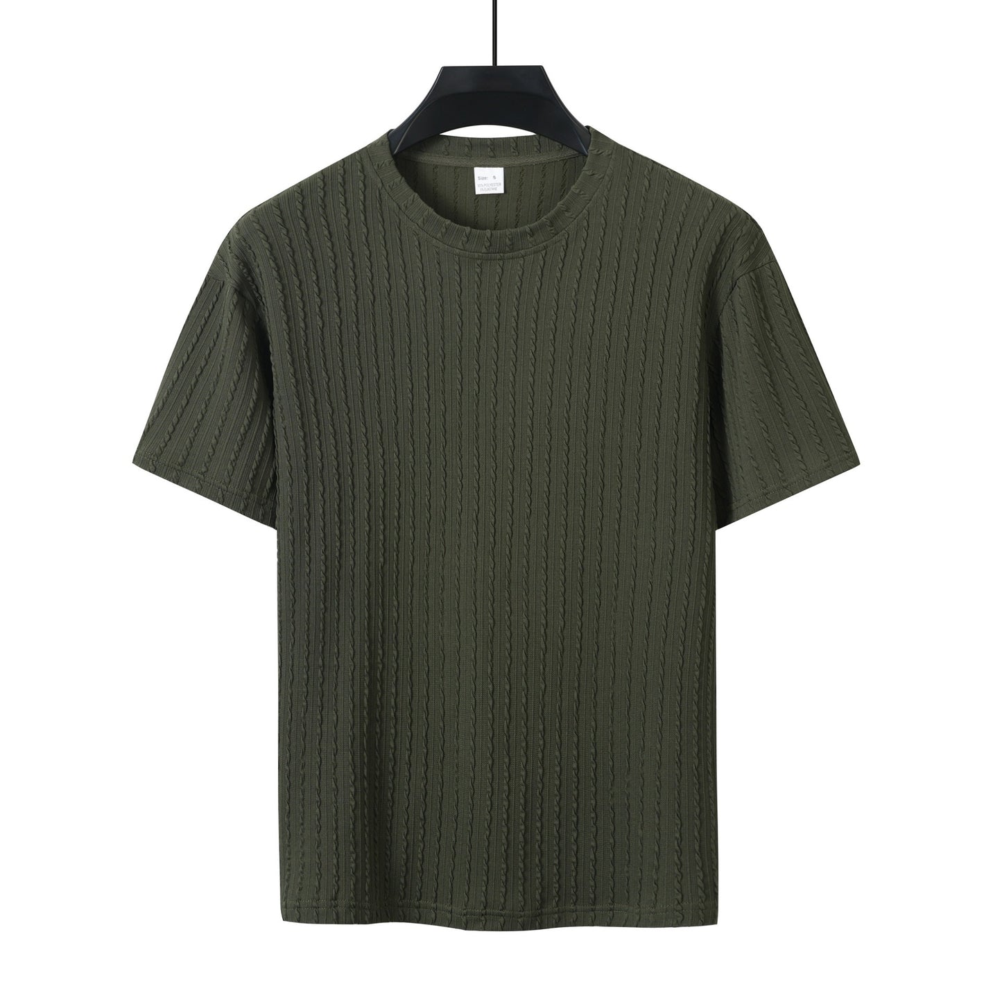 Aethelstan - Set da Uomo a Due Pezzi – T-shirt Sportiva a Maniche Corte con Girocollo, Tinta Unita e Motivo Verticale