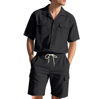 Erlic - Set Casual a Tinta Unita con Maglia a Maniche Corte e Pantaloncini