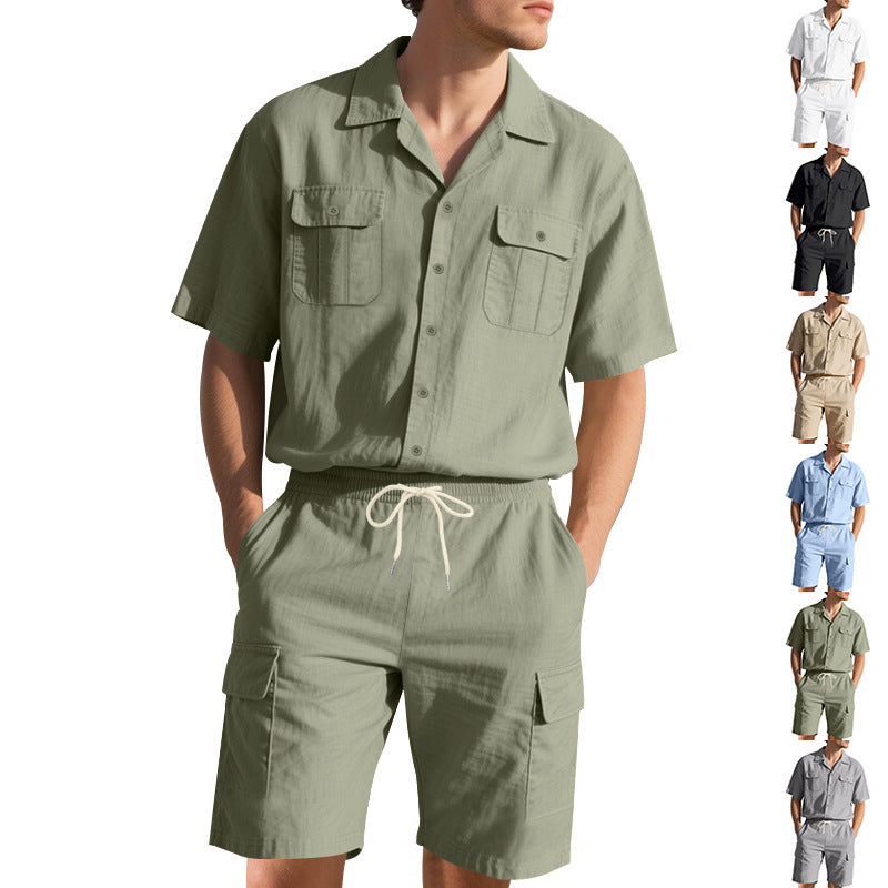 Erlic - Set Casual a Tinta Unita con Maglia a Maniche Corte e Pantaloncini